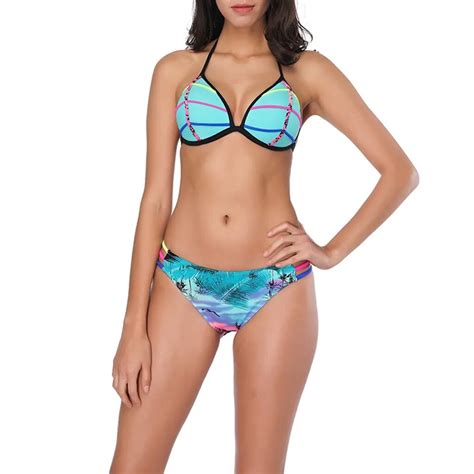 KLV Fashion Sexy Women S Beach Swimwear Print Landscape Bikini Suit