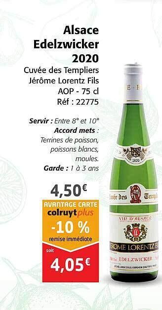 Promo Alsace Edelzwicker 2020 Cuvée Des Templiers Jérôme Lorentz Fils