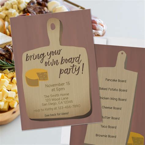 Bring Your Own Board Dinner Party Invitation Zazzle Dinner Party