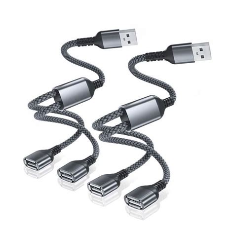 Câble Usb Répartiteur 1m 2 Packtype A Mâle Vers 2 Femelle Rallonge Nylon Splitter Multiprise Y