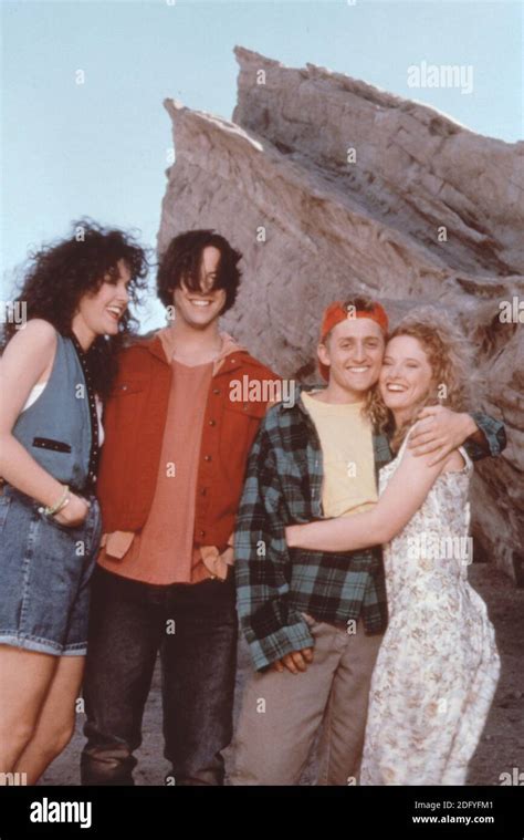 (l-r) Diane Franklin, Keanu Reeves, Kimberley Kates and Alex Winter who ...