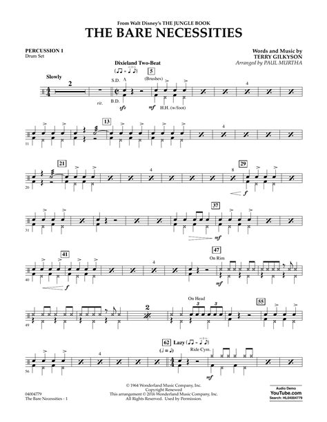 The Bare Necessities Percussion 1 By Paul Murtha Sheet Music For Concert Band At Sheet Music