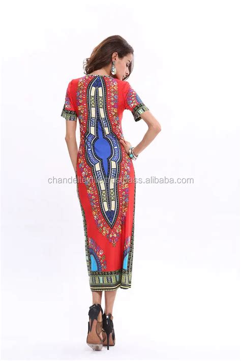 Women Traditional African Printed Dashiki Bodycon Dress Short Sleeve