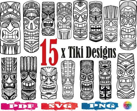 Tiki SVG TIKI Mask PNG Tiki Silhouette Luau Svg Totem Etsy