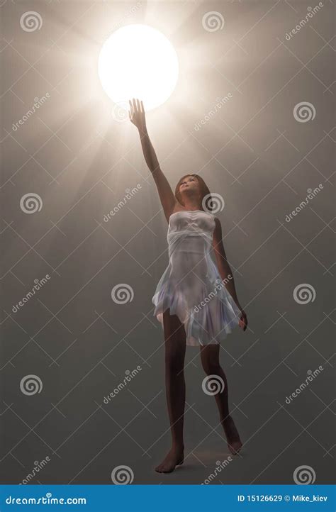 Woman Holding Luminous Sphere Stock Illustration Illustration Of