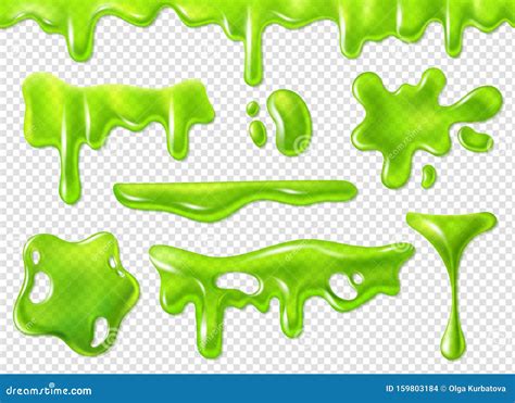 Green Slime Slimy Purulent Blots Goo Splashes And Mucus Smudges