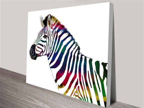 The Rainbow Striped Zebra Animal Wall Art Canvas Print