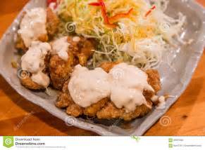 Chicken Nanban Deep Fired Chicken With Tartar Sauce Stock Photo