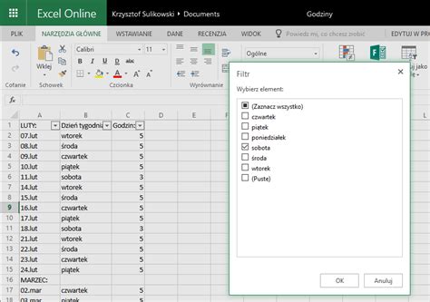 Excel Online Sortowanie I Filtrowanie