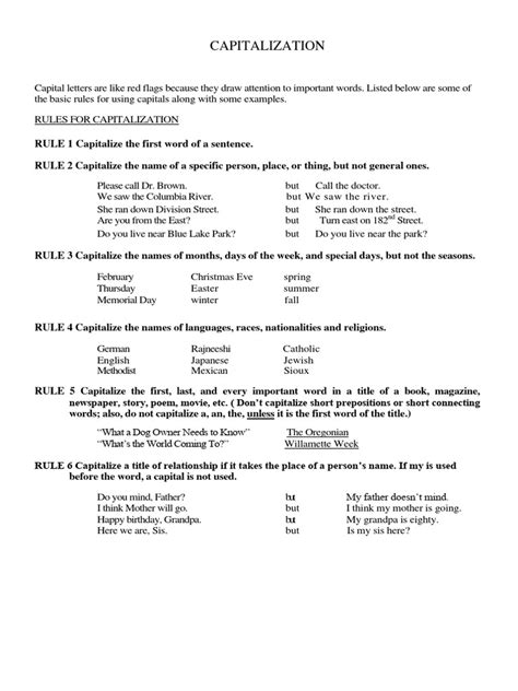Capitalization Rules | PDF 