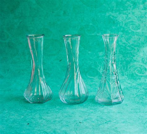 Clear Glass Vintage 3 Bud Vase Collection 6 Bud Vases Etsy