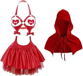 Amazon YOMORIO Womens Anime Cosplay Leather Lingerie Sexy Devil Bikini Dress Set Hollow Out