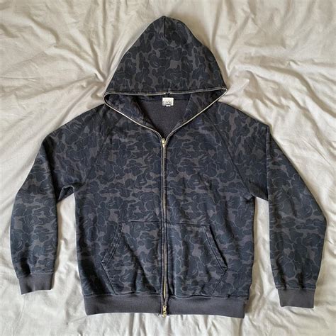 Navy Bape Zip Up Hoodie Worn But No Defaults And Depop