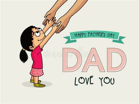 Cute Girl For Happy Fathers Day Celebration Stock Illustration