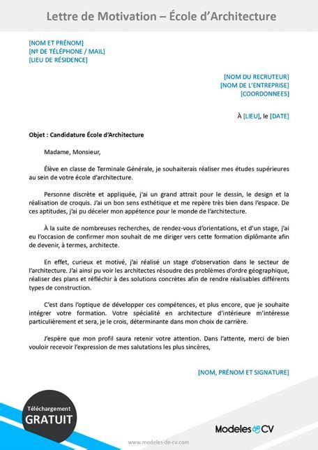 Lettre de Motivation École d Architecture Exemple 2024