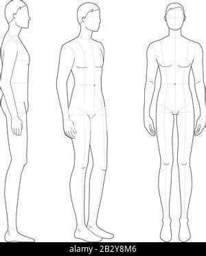 Fashion Template Of Standing Men In Different Point Of View Head