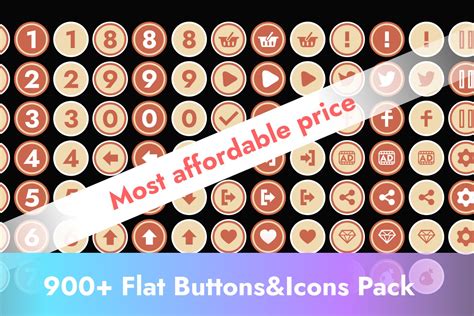 900 Flat Buttonsandicons Pack 2d Gui Unity Asset Store