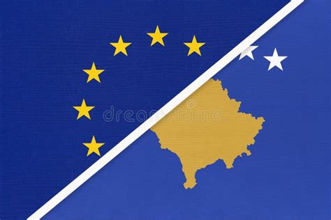 Republic Of Kosovo National Fabric Flag Textile Background Symbol Of