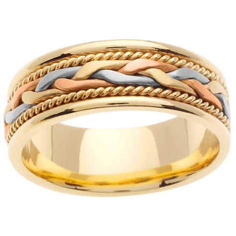 14k Tri Color Gold Mens Wedding Band 14037111