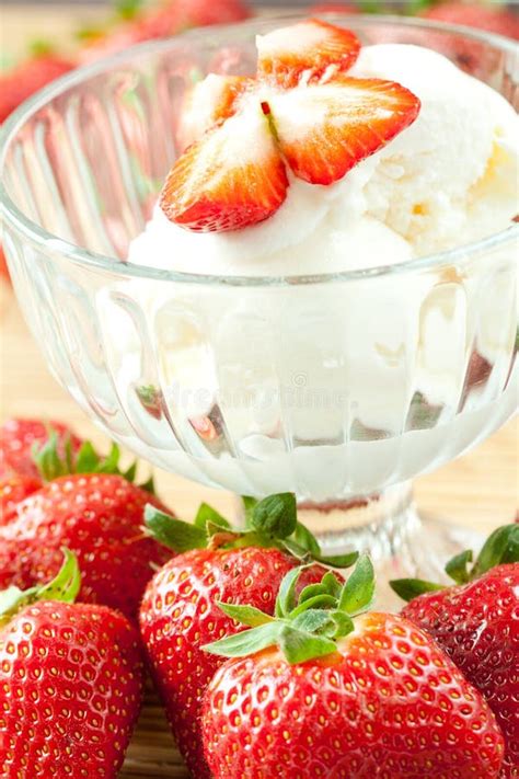 Ice Cream With Strawberries Stock Image Image Of Closeup Icecream 25521043