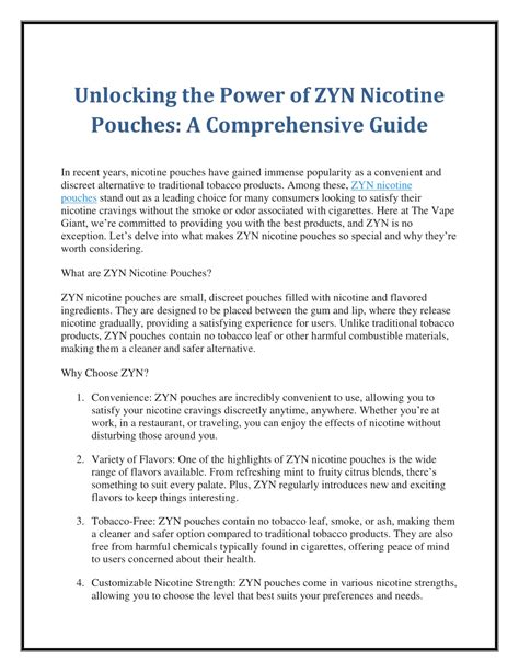 
16mg Zyn: Unlocking True Satisfaction for Nicotine Cravings