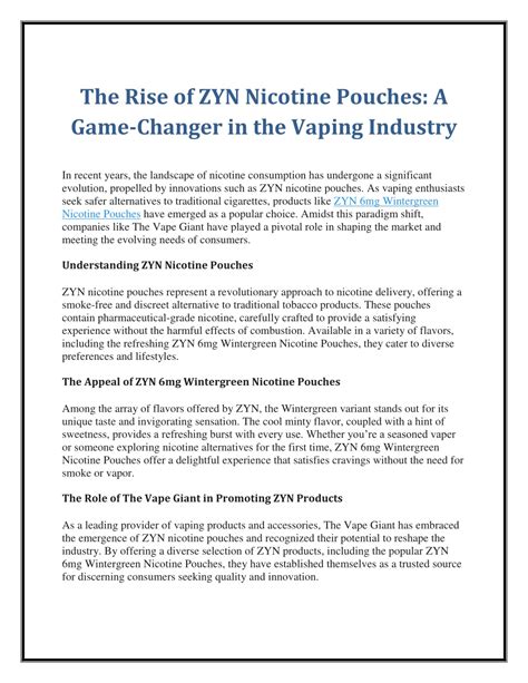 
Introducing the Revolutionary new zyn can: A Game-Changer for Smokers and Nicotine Users**