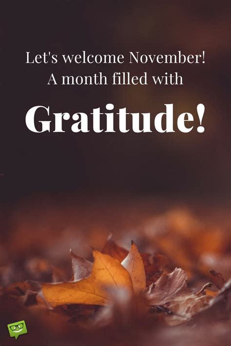 "November is the month of gratitude and remembrance."