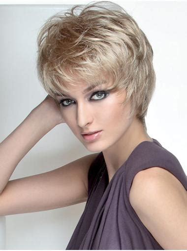 $2025 Sophisticated Straight Short Blonde Synthetic Boycuts Mono Wig False