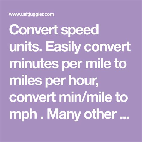 **Navigate the Miles: Convert Minute Miles to Miles Per Hour with Ease**