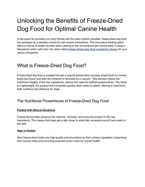 **The Ultimate Guide to the Freeze-Dried Raw Diet for Dogs: Unlocking the Benefits of Whole, Natural Nutrition**