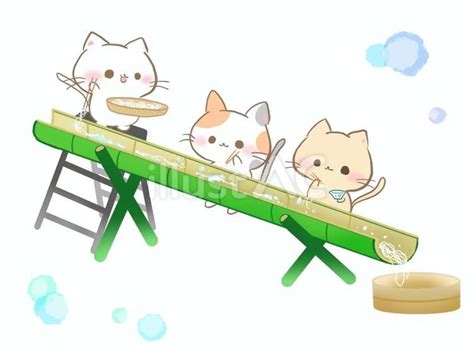 そうめん猫：愛らしい猫と素麺の癒しのコラボレーション