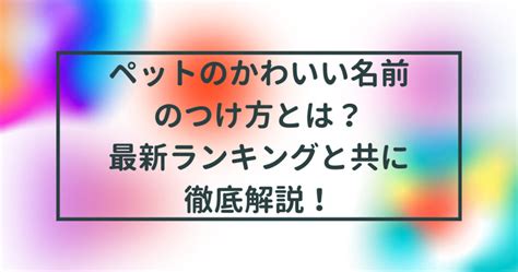 ペットに付けるかわいい名前のアイディア集