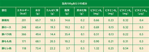 赤身豚肉の栄養素