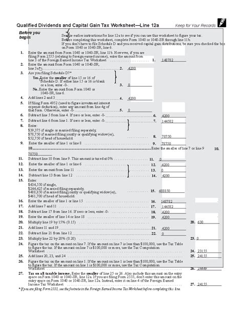  Qualified Dividends and Capital Gains Tax Worksheet 