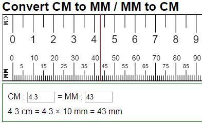 0.05 mm to cm