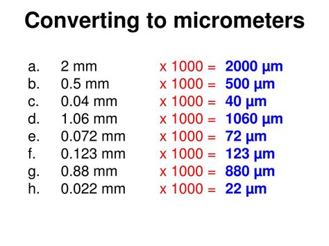 0.1 mm to micrometer