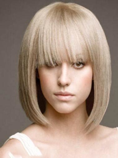 0365 Young Fashion Shoulders Platinum Blonde Straight Full Lace Human Wigs