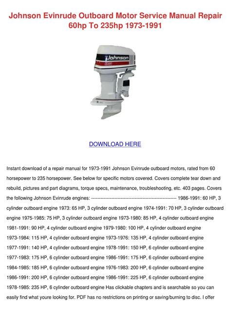04 johnson 90hp outboard repair manual Reader