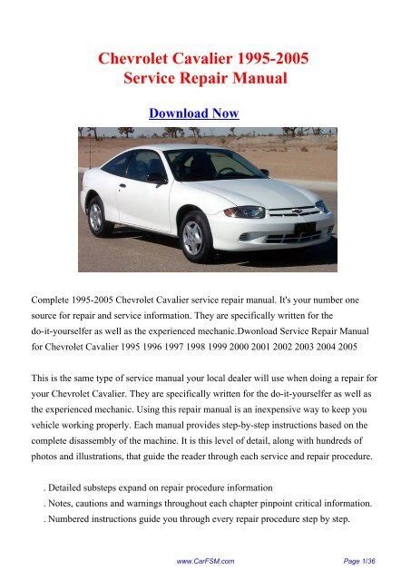 05 cavalier manual download Doc