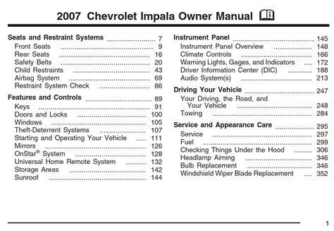 07 chevy impala owners manual Reader