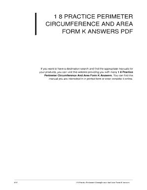 1 8 Practice Perimeter Circumference And Area Form K Answers PDF