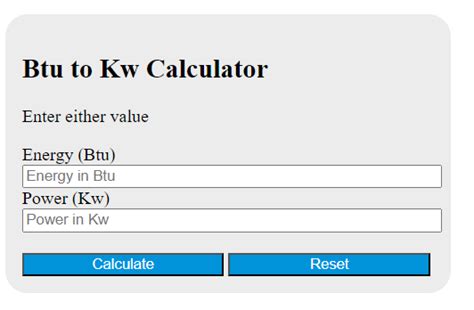 1 BTU to KW Conversion Calculator: Empowering Energy Efficiency