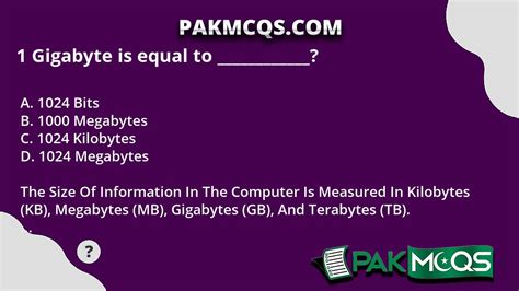 1 Gigabyte (GB) is equal to: