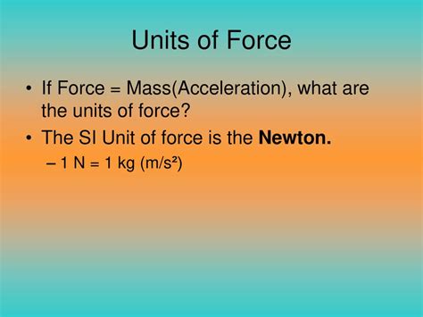 1 Newton = 1 kg m/s²: Understanding the Fundamental Unit of Force