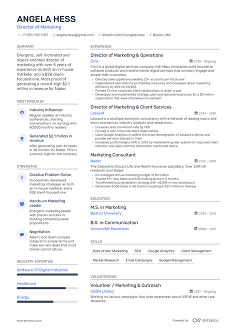 1 Page Resume Template