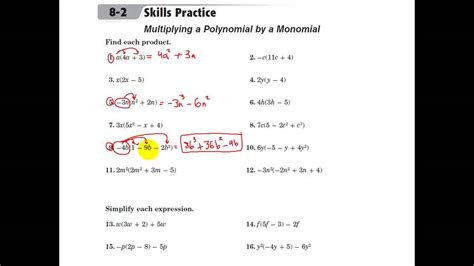 1 Practice Monomials Answers Doc