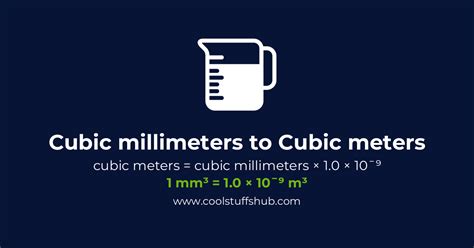 1 cubic meter (m³) = 1,000,000,000 cubic millimeters (mm³)