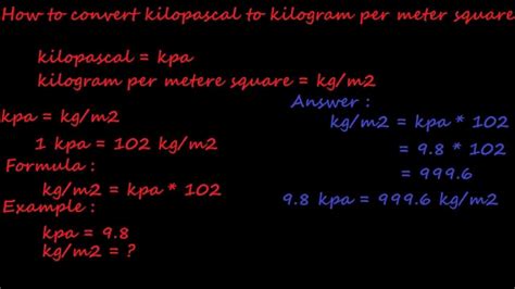 1 kg/m2 = 0.00980665 kPa