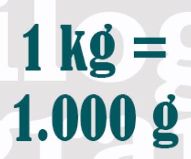 1 kilogramo (kg) = 1000 gramos (g)