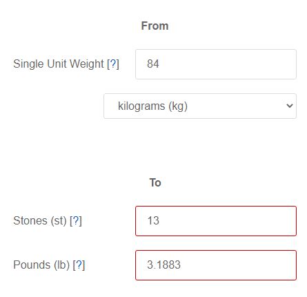 1 lb (pound) = 0.071429 st (stone weight)